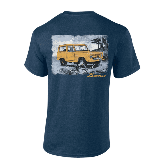 Trenz Shirt Company Yellow Ford Bronco EST. 1965 Dearborn, MI. Short-Sleeve Mens T-Shirt-Heather Navy-xxl