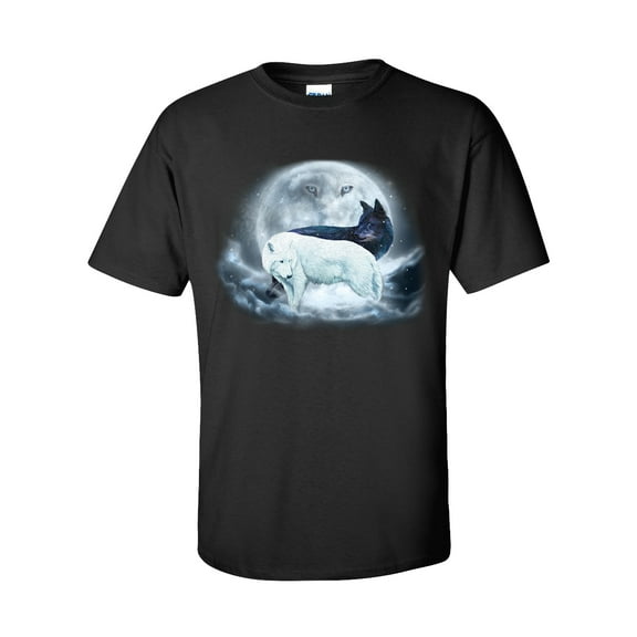 Trenz Shirt Company Yin Yang Wolves Unisex Short Sleeve T-shirt-Black-Small