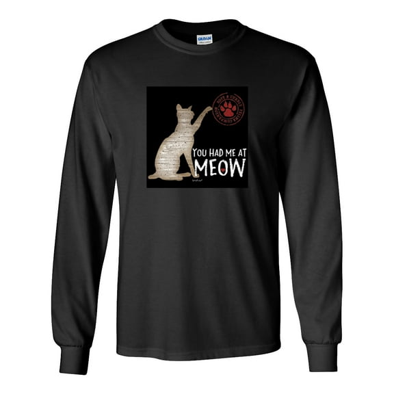 Trenz Shirt Company You Had Me At Meow Unisex Long Sleeve Shirt -Black-small