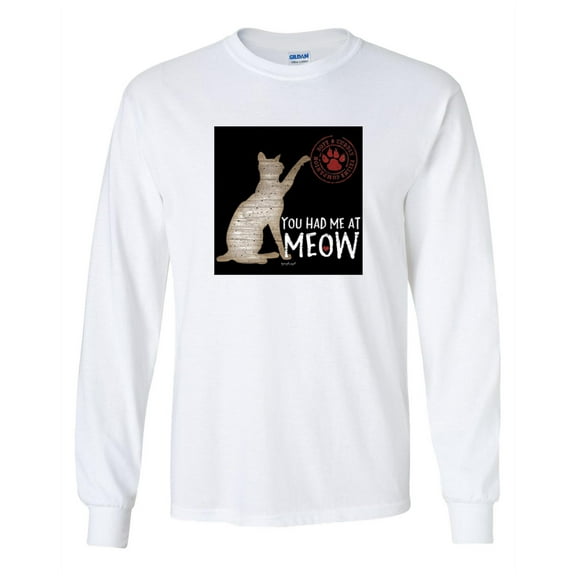 Trenz Shirt Company You Had Me At Meow Unisex Long Sleeve Shirt -White-small