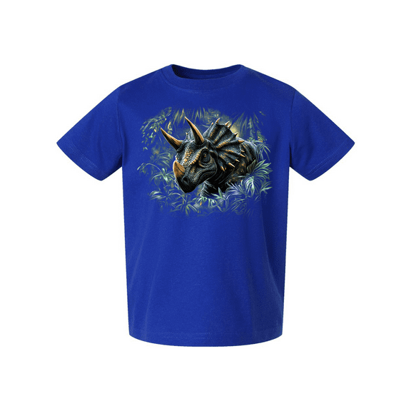 Trenz Shirt Company Youth Boys Graphic T-Shirt - Triceratops In Jungle Design-Royal-4t