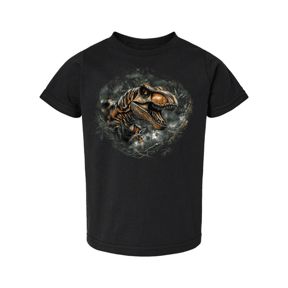 Trenz Shirt Company Youth Boys Graphic T-Shirt - Tyrannosaurus Rex In Jungle Design-Black-4t