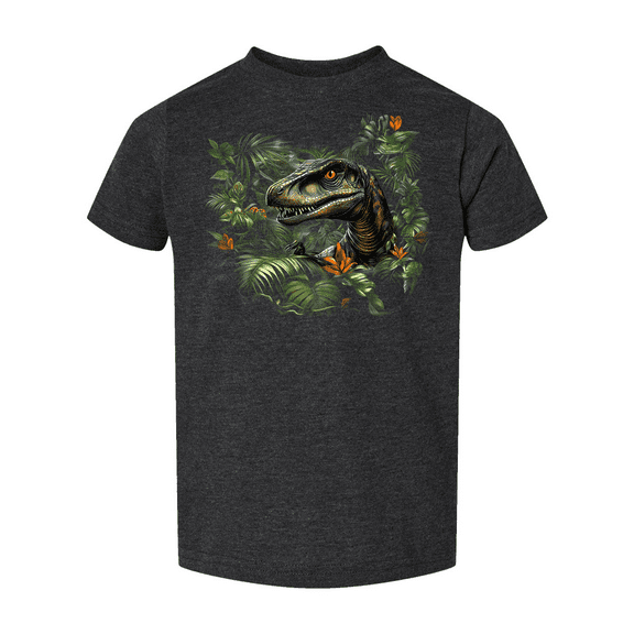 Trenz Shirt Company Youth Boys Graphic T-Shirt - Velociraptor In Jungle Design-Vintage Smoke-3t