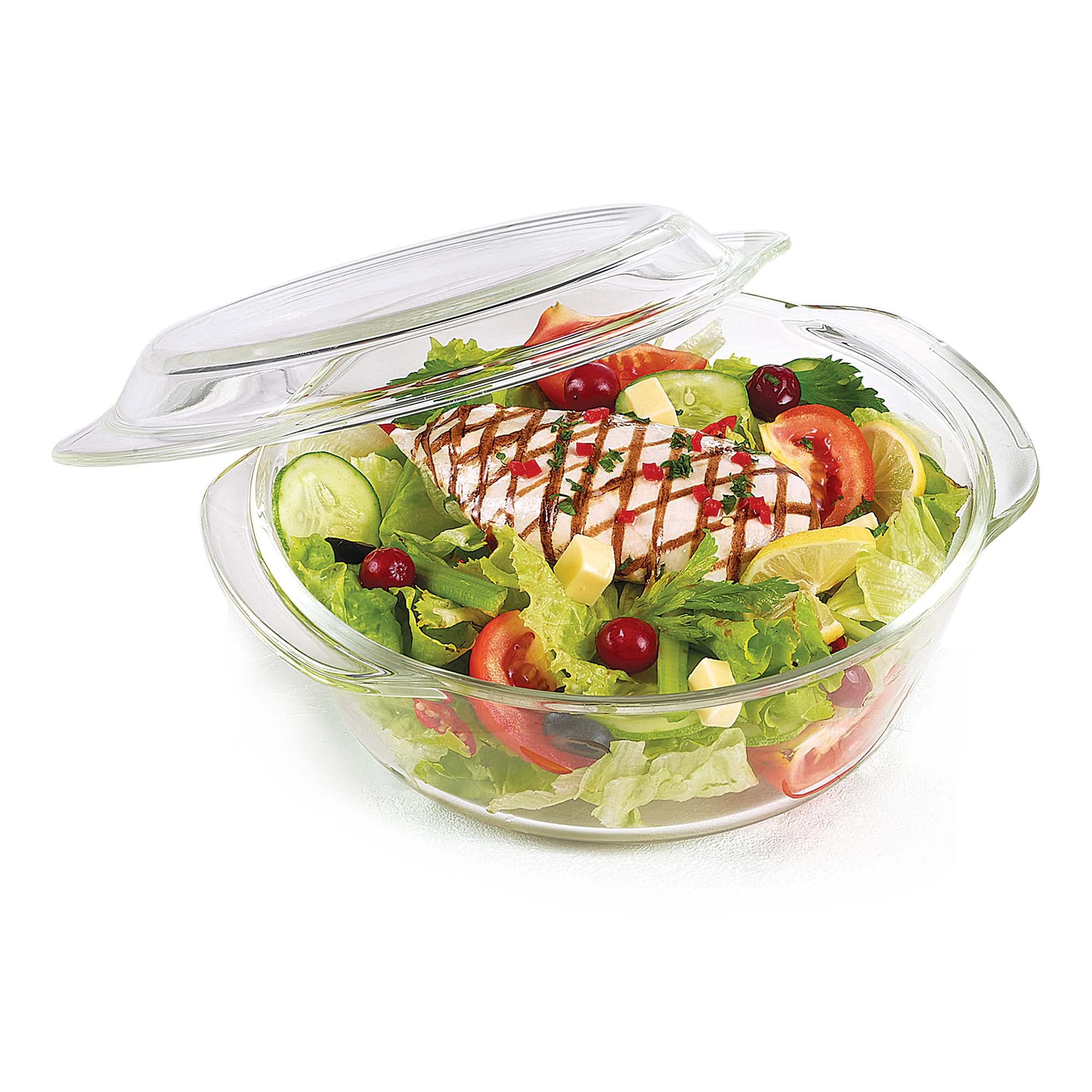 Treo By Milton 1500 Ovensafe Round Borosilicate Glass Casserole, 1 Piece, 1500 ml, Transparent | Microwave Safe | OTG Safe | Freezer Safe | Dishwasher Safe