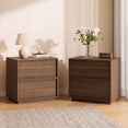 thumbnail image 1 of Treocho 2 Drawers Nightstand Set of 2, 18" Wood Finished w/Modern Concealed Handle, Walnut, 1 of 7
