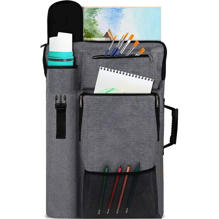 TreochtFUN Art Portfolio Case 18 x 24 art Portfolio with Backpack Tote Bag for Artwork medium Art Case Size Grey