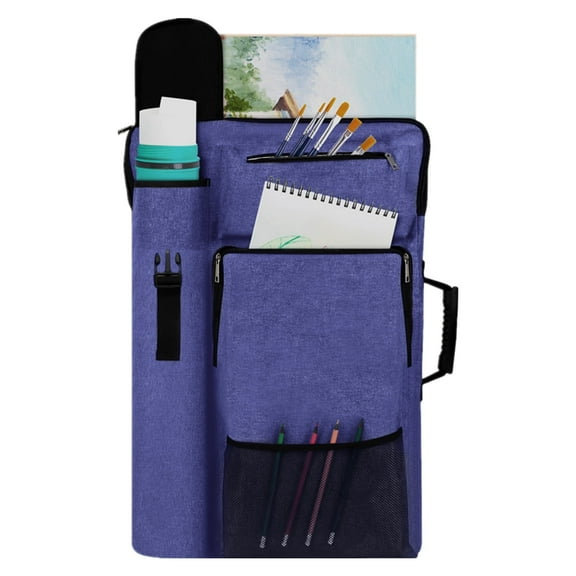 Treochtfun 18 x 24 Art Portfolio Case, Artist Backpack for Artwork, Board, Project, or Drawing (Navy Blue)