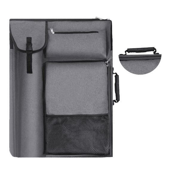 TreochtFUN Art Portfolio Case, Art Portfolio Bag 19 x 25 With Backpack for Artist,Portfolio Folder for Artwork Board Drawing Supplies(Gray)