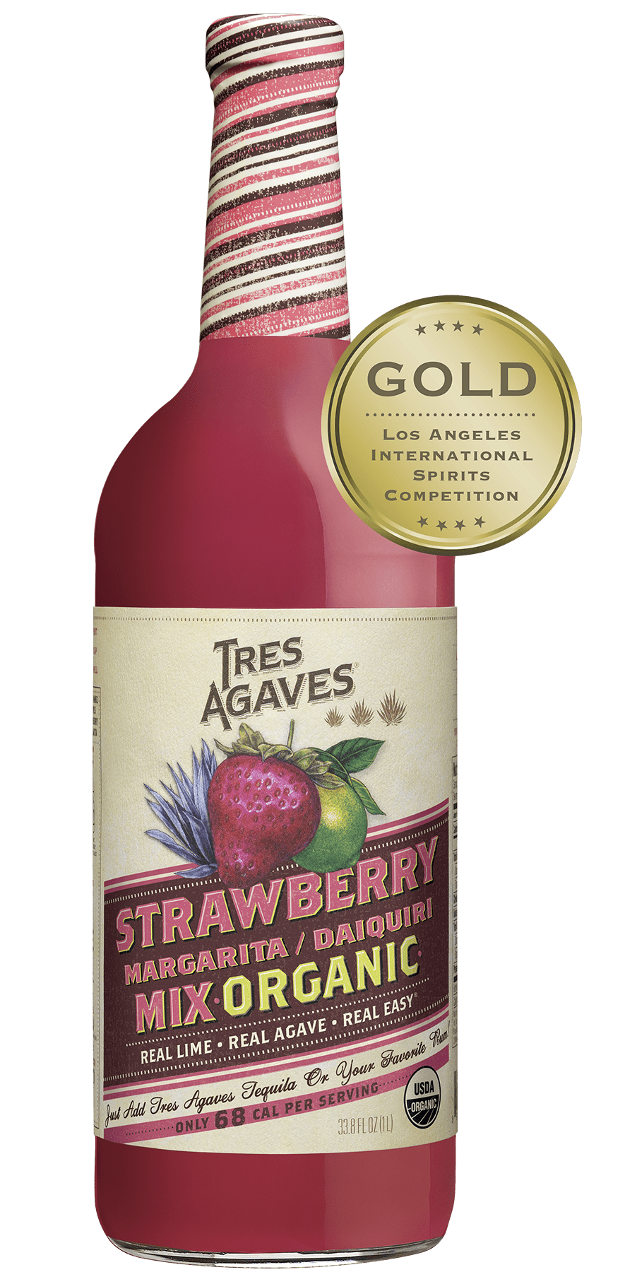 Tres Agaves, Organic Strawberry Margarita Mix, 1 Liter Bottle