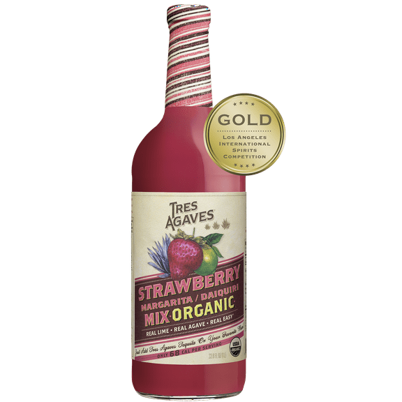 Tres Agaves, Organic Strawberry Margarita Mix, 1 Liter Bottle