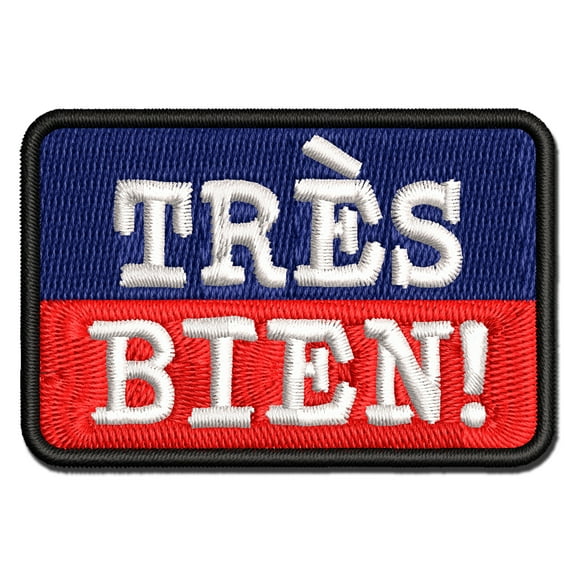 Tres Bien French Very Good Applique Multi-Color Embroidered Iron-On Patch - 2.5 Inch Small