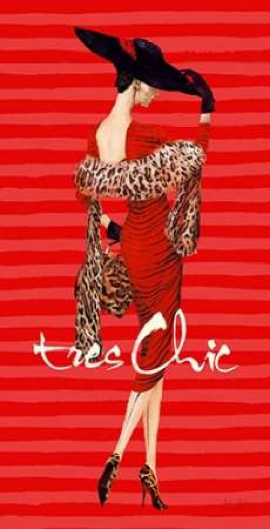Tres Chic Fashion Illustration In Red Canvas Art - Art Atelier Alliance (10 x 20)