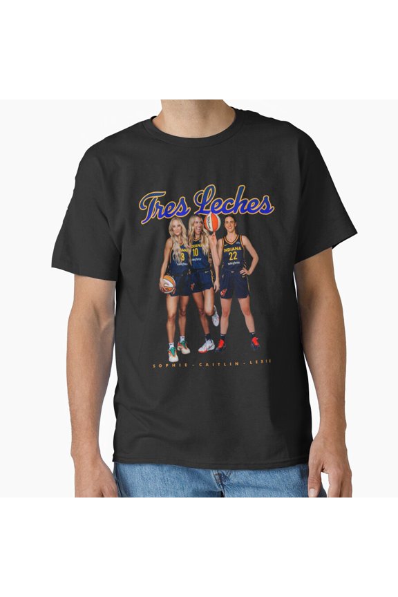 Tres Leches Hoops Trio Retro Indiana Women’s Basketball Fun Graphic Unisex T-Shirt, up to size 5XL