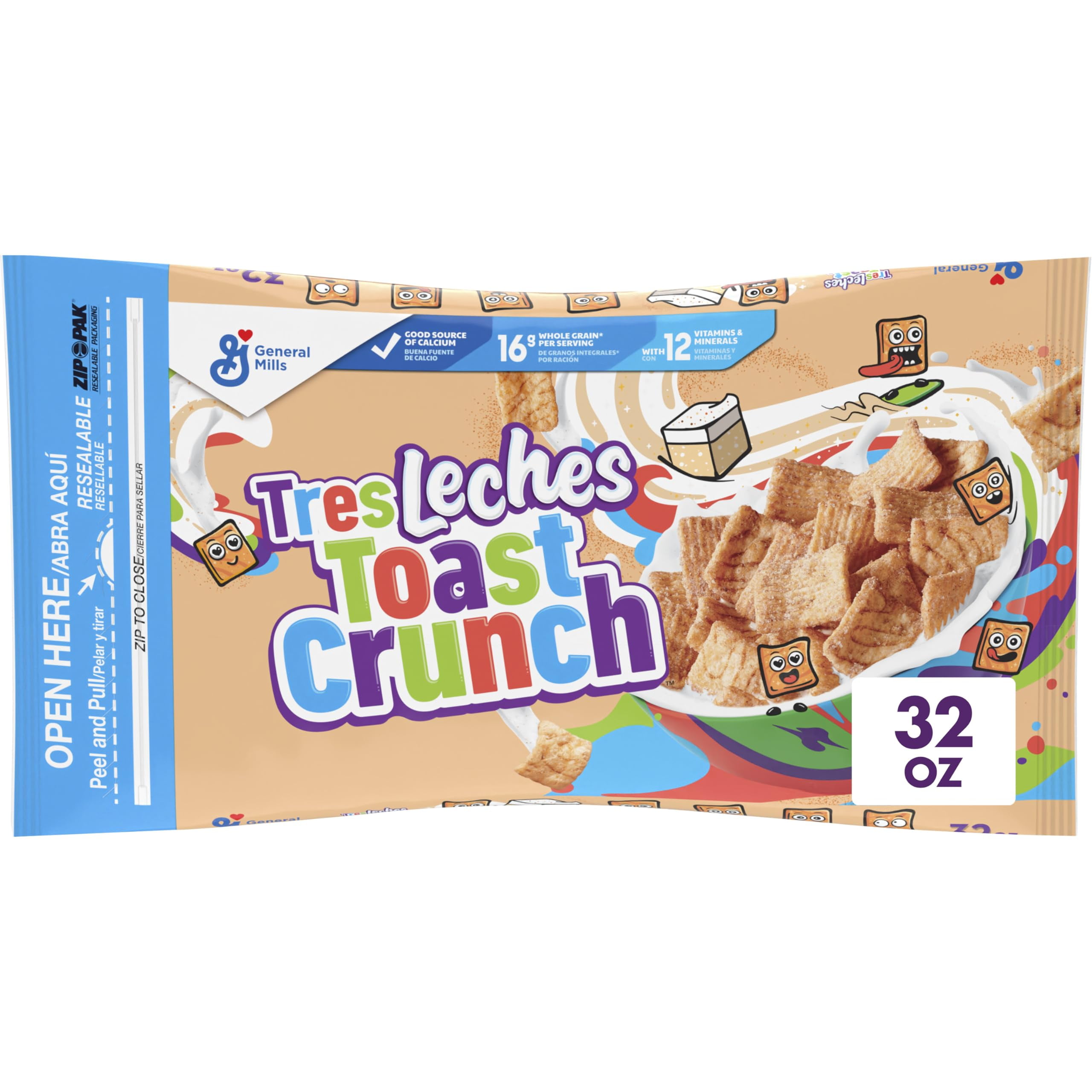 Tres Leches Toast Crunch AIF4 Breakfast Cereal, Crispy Artificially …