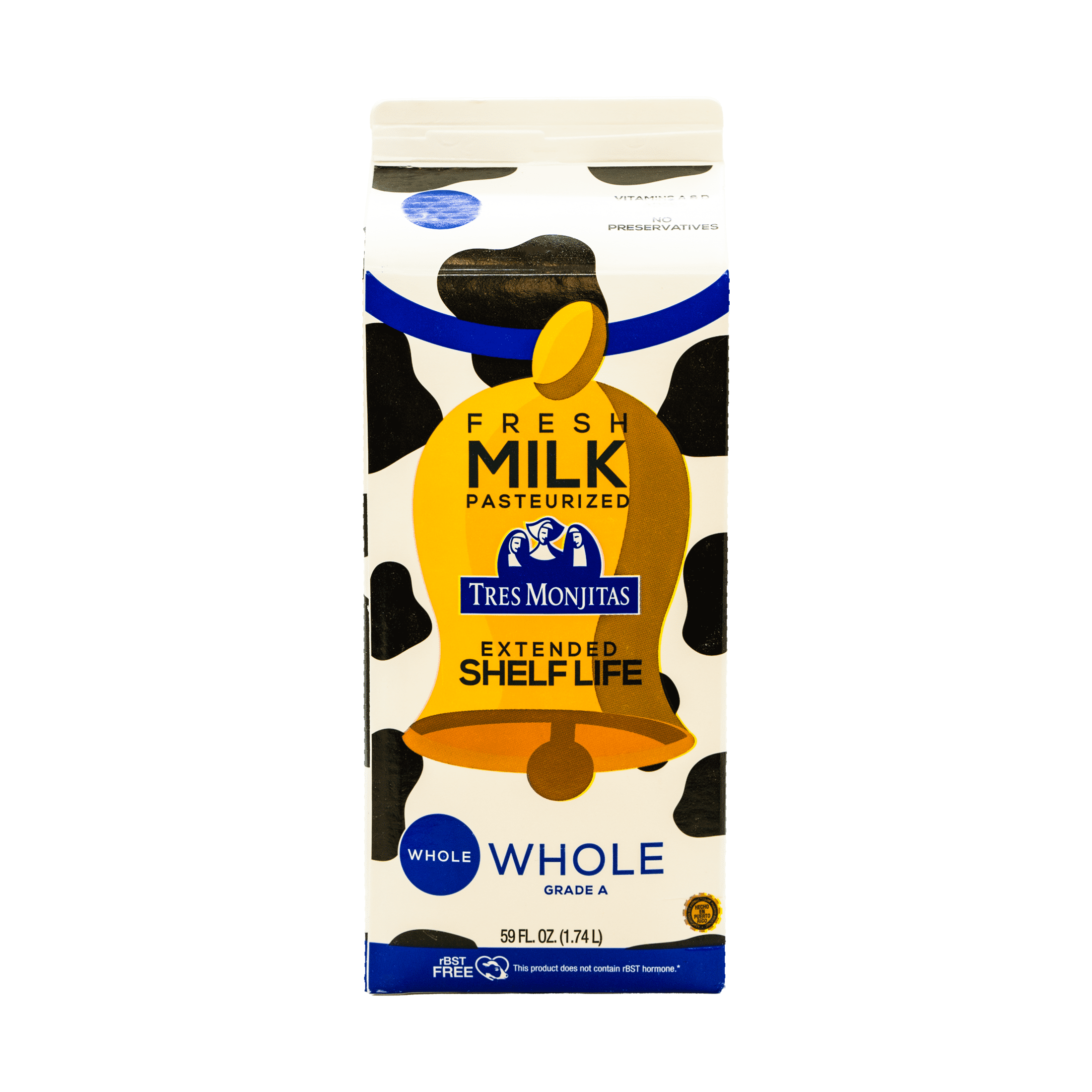 Tres Monjitas Fresh Pasteurized Milk,Grade A, Extended Shelf Life