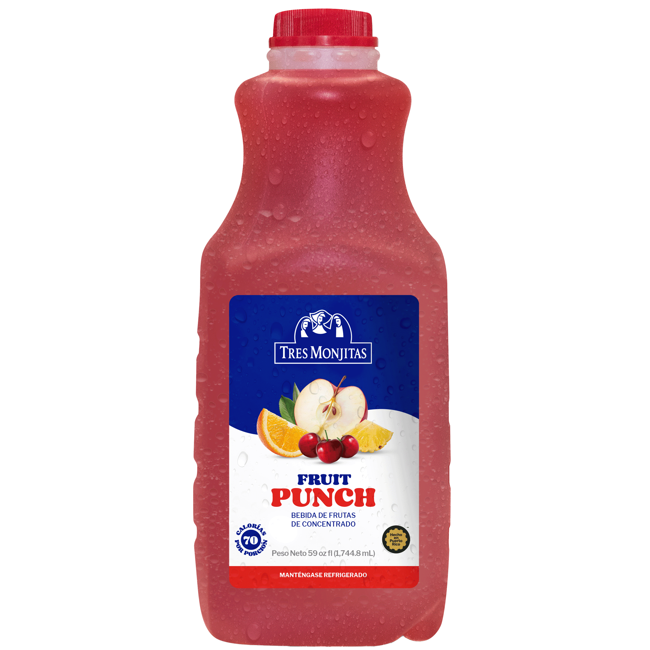 Tres Monjitas Smooth Fruit Punch Juice 59 oz fl, Plastic Bottle Refrigerated