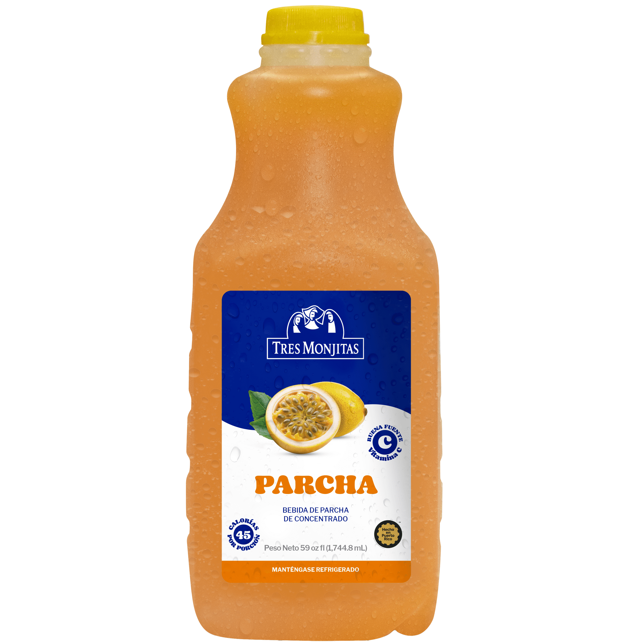 Tres Monjitas Smooth Pulp Free Passion Fruit Juice 59oz fl, Plastic Bottle Refrigerated