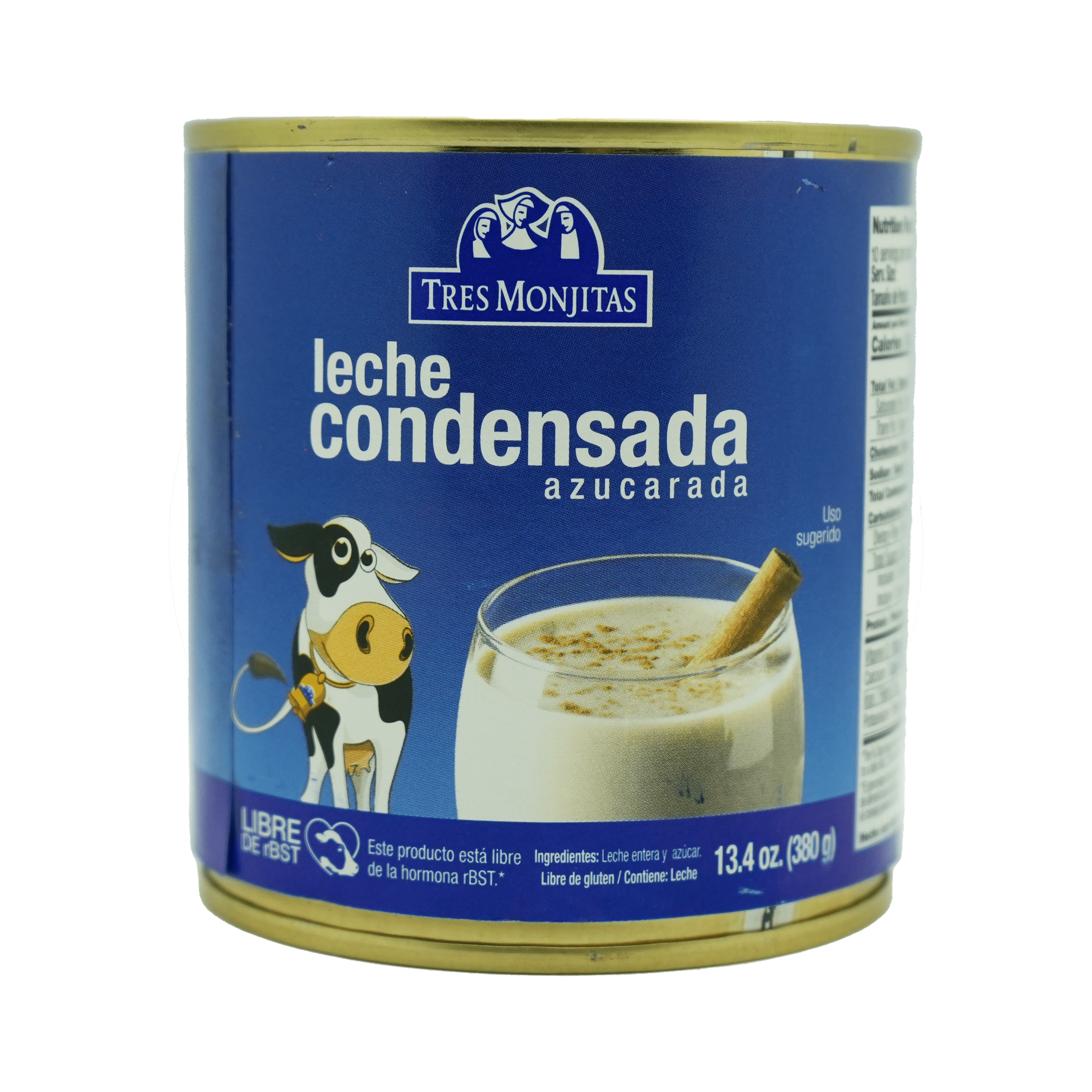 Tres Monjitas Sweetened Condensed Milk, Gluten Free, Excellent Source of Calcium, ,13.4oz, Metal