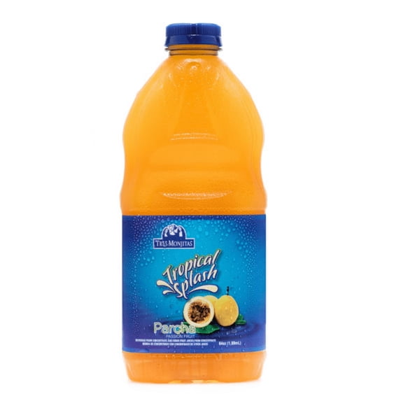 Tres Monjitas Smooth Tropical Splash Passionfruit Juice, 64oz, Plastic Bottle