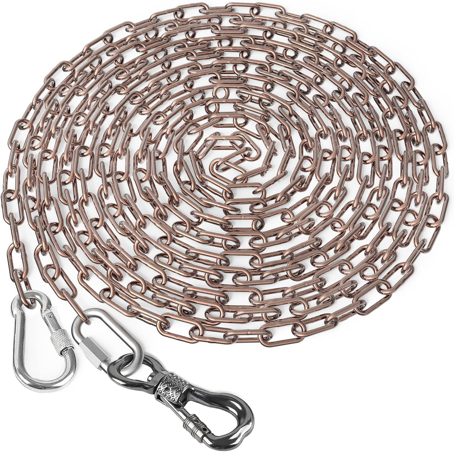 Tresbro Heavy Duty Dog Chains for Outside 20FT Stainless Steel Tie Out Cable with Swivel Hook for Small Dogs Bronze Metal Chew Proof Pet Runner Leash Lead for Outdoor Camping Hiking Yard