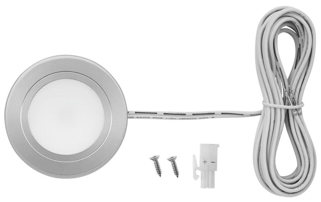 Nickel Slim Profile LED Puck Light with Starter Cord