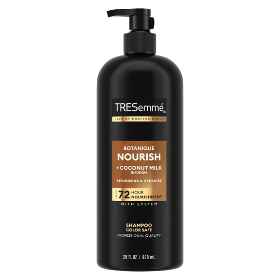 TRESemmé Shampoo for Replenishing & Hydrating Hair, Botanique Nourish + Coconut Milk Infusion with Up to 72H Nourishment, 28 Fl oz