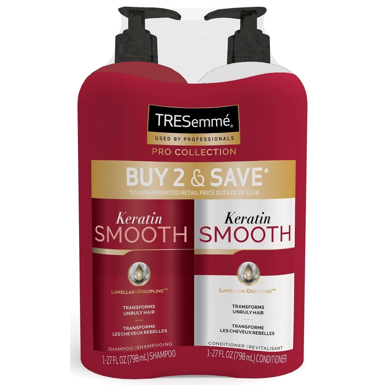 Tresemme Keratin Smooth Shampoo Conditioner 27 Fluid Ounce Pack of 2