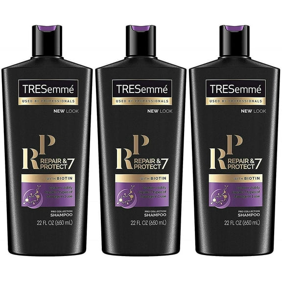 Tresemme Pro Collection Shampoo - Repair & Protect 7 - With Biotin - Net Wt. 22 Fl Oz (650 Ml) Per Bottle - Pack Of 3 Bottles