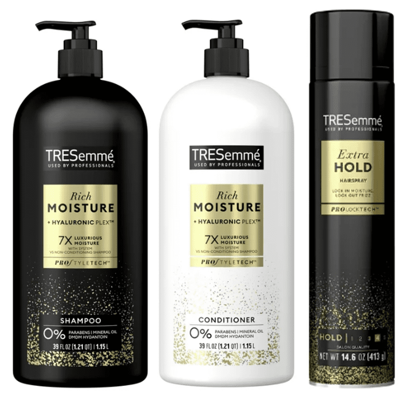 Tresemme Rich Moisture Hydrating Shampoo, Deep Conditioner, & Hairspray Set, 3 Count