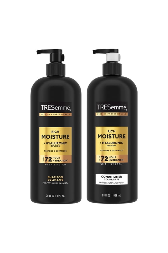 Rich Moisture Shampoo And Conditioner With Up To 72H Hydration for Dry Hair Rich Moisture With Vitamin E And Biotin Formula,28 fl oz 2 Count