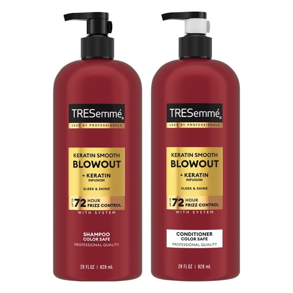 TRESemm Shampoo & Conditioner For Up To 72 HR Frizz Control With System, Keratin Smooth With Lamellar-Discipline Hair Care Formula, ,28 fl oz 2 Pack