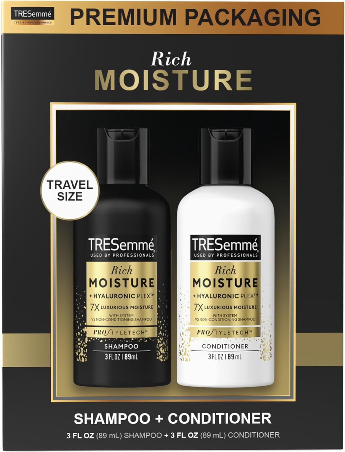 Tresemme Shampoo & Conditioner, Sulfate-Free, Travel Size - Moisture Rich Hair Treatment For Dry, Damaged Hair, Mini Shampoo & Conditioner For Hair Repair, Scented, 3 Oz Ea (2 Piece Set)