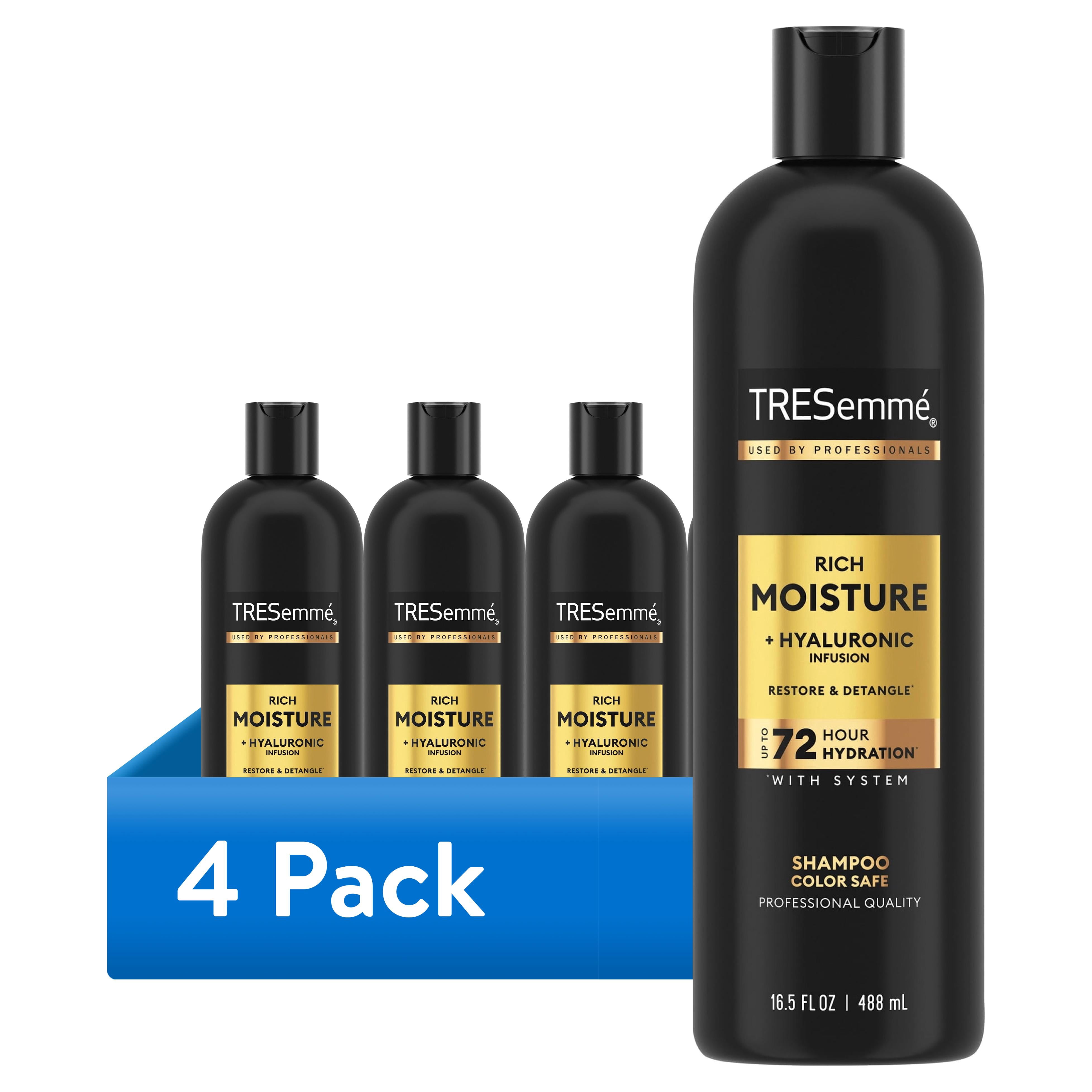 (4 pack) TRESemmé Shampoo With Up To 72H Hydration For Dry Hair, Rich Moisture With Hyaluronic Infusion Hair Care To Restore & Replenish, ,16.5 fl oz