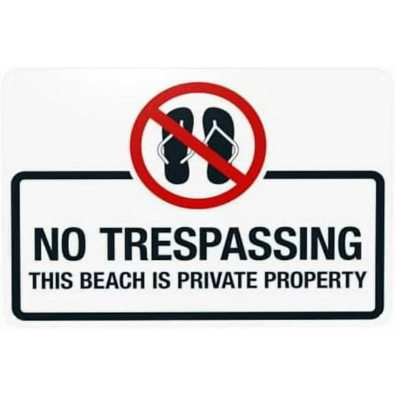 No Trespassing This Beach Is Private Property With Graphic Warning Sign, Private Property Metal Signs for Home Business Garage Street Wall Caution Custom Decor 12 x 8 Inch