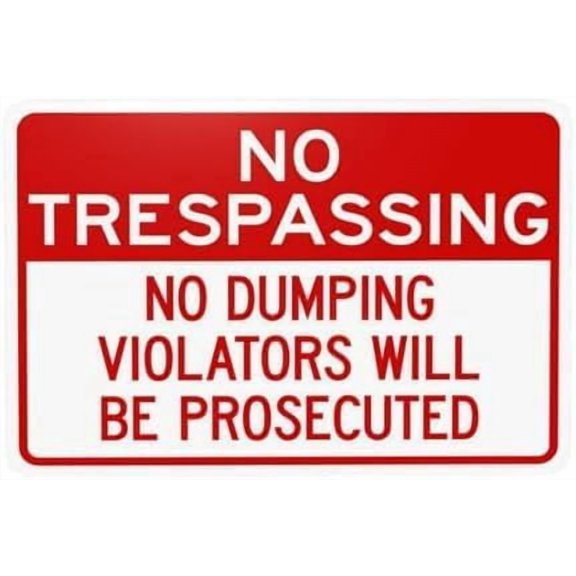No Trespassing No Dumping Violators Prosecuted Warning Metal Tin Sign 8x12 Inch Prohibition Security Plaque for Home Business Street Outdoor Indoor Wall Decor Property Waste Display