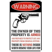 No Trespassing Sign, Private Property No Trespassing Gun Signs Metal Rust Free, Reflective, Weatherproof, Outdoor Keep Out Sign for Home/Garden 12 x 8 Inch