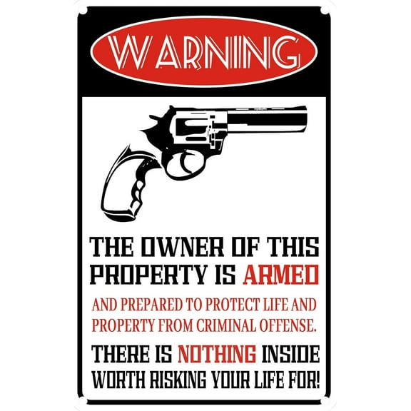 No Trespassing Sign, Private Property No Trespassing Gun Signs Metal Rust Free, Reflective, Weatherproof, Outdoor Keep Out Sign for Home/Garden 12 x 8 Inch