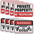 thumbnail image 1 of No Trespassing Signs and Beware of Dog Sign Set Private Property Sign Reflective Aluminum Warning Signs Metal Signs Weatherproof Security Sign for Home Yard Outdoor Use, 7 x 10 Inch (4 Pcs), 1 of 5