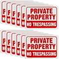thumbnail image 1 of No Trespassing Signs Private Property Metal Reflective Aluminum No Trespassing Sign Weatherproof Warning Signs for Property Security Outdoor Yard Home, 7 x 10 Inch (Red, White), 1 of 5