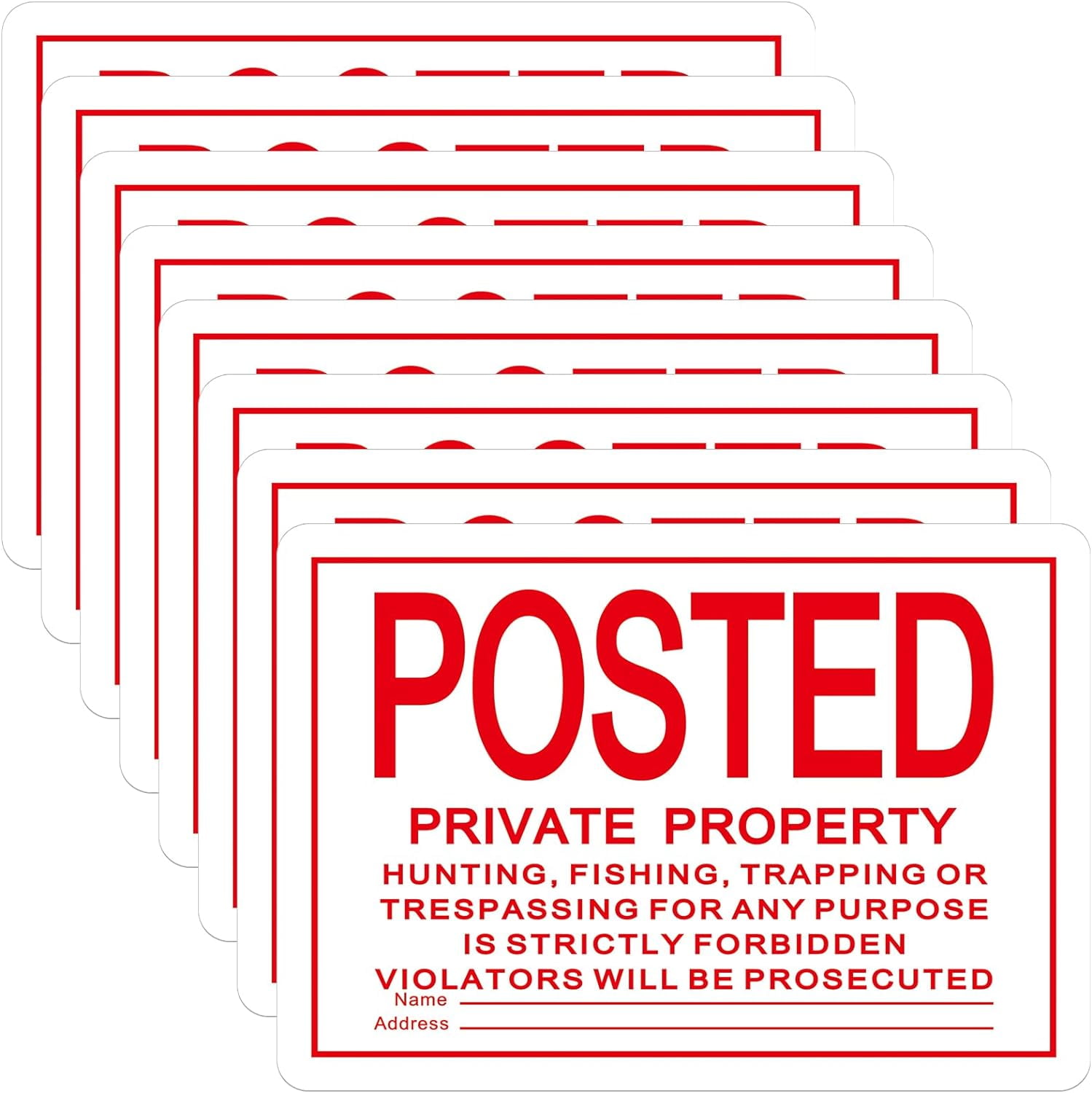 No Trespassing Posted Private Property Yellow Or Orange ALUMINUM Self Supporting Sign - View #11