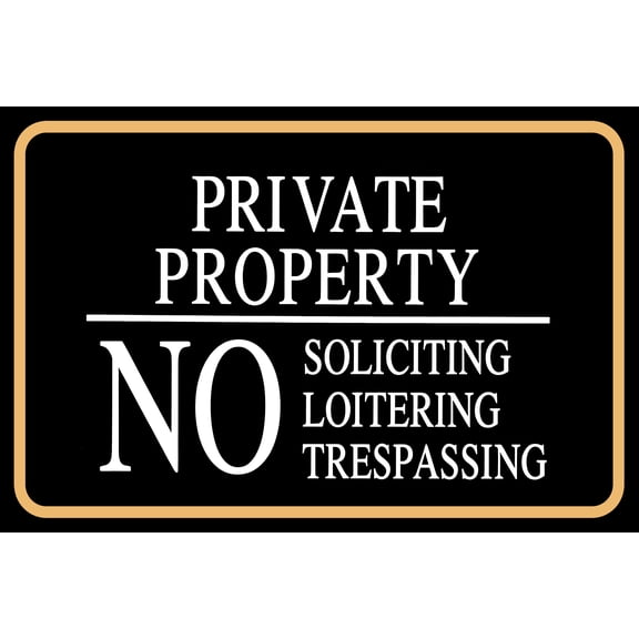 No Trespassing Signs Private Property with Stake, Private Property No Soliciting No Trespassing No Loitering Sign Metal 12” x 8”Yard Warning Sign for House Business