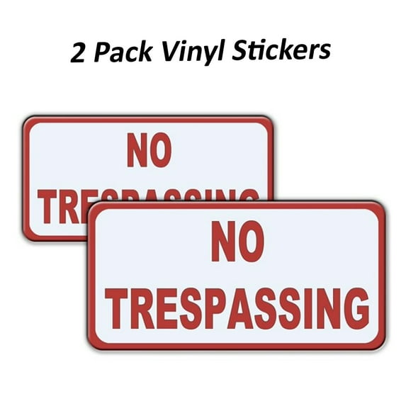 No Trespassing Stickers Outdoor/Indoor, 2 Vinyl Decals Sticker Included, Easy Installation to Any Surface Office Home Gate Window (5x10 Inches) by Crub-N-Sign