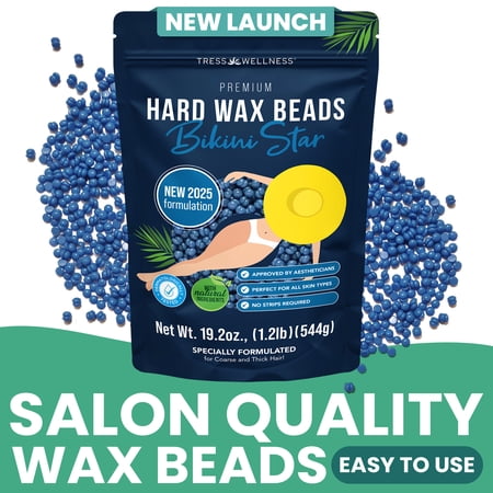 Tress Wellness Hard Wax Beads for Bikini & Brazilian Hair Removal for Men & Women, 19.2 oz
