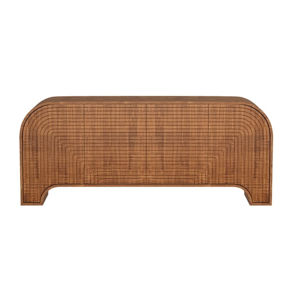 Tressa Contemporary Modern 72" Solid Wood Sideboard in Walnut (4-Door)