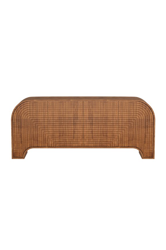 Tressa Contemporary Modern 72" Solid Wood Sideboard in Walnut (4-Door)