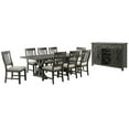 thumbnail image 1 of Trestle 10Pc 96" Rectangle Extendable Dining Table Set /Wine Server in Gray Wood, 1 of 4