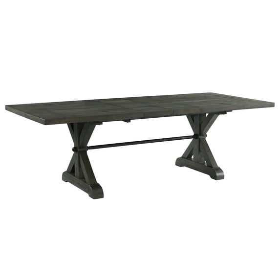 Trestle 6PC 96" Rectangle Extendable Dining Table Set with Bench in Gray Wood