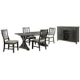 thumbnail image 1 of Trestle 6Pc 96" Rectangle Extendable Dining Table Set /Wine Server in Gray Wood, 1 of 4