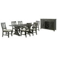 thumbnail image 1 of Trestle 8Pc 96" Rectangle Extendable Dining Table Set /Wine Server in Gray Wood, 1 of 4