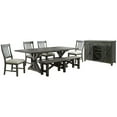 thumbnail image 1 of Trestle 96" Rectangle Extendable Dining Table Set with Bench/Server in Gray Wood, 1 of 4